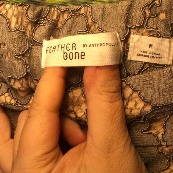 Anthropologie Feather Bone Elegant Gray Lace Pants - Picture 9 of 16